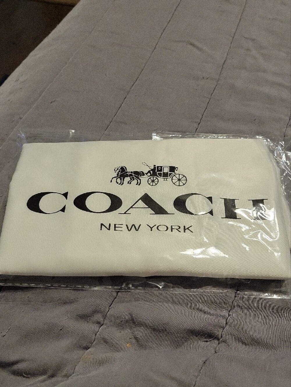 Coach NIP! Authentic SATIN Cream Dust Bag with Black Logo - Picture 4 of 4